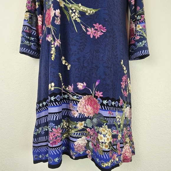 Johnny Was Willowa Polo Tunic Dress Size M Floral Boho Button Front Bamboo Blend - Picture 4 of 11